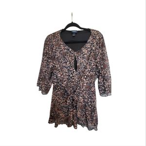 Daytrip Floral Print, 3/4 sleeve, Keyhole Top